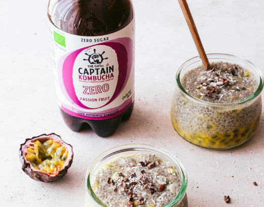 Chia Pudding with GUTsy Captain Kombucha Passion Fruit